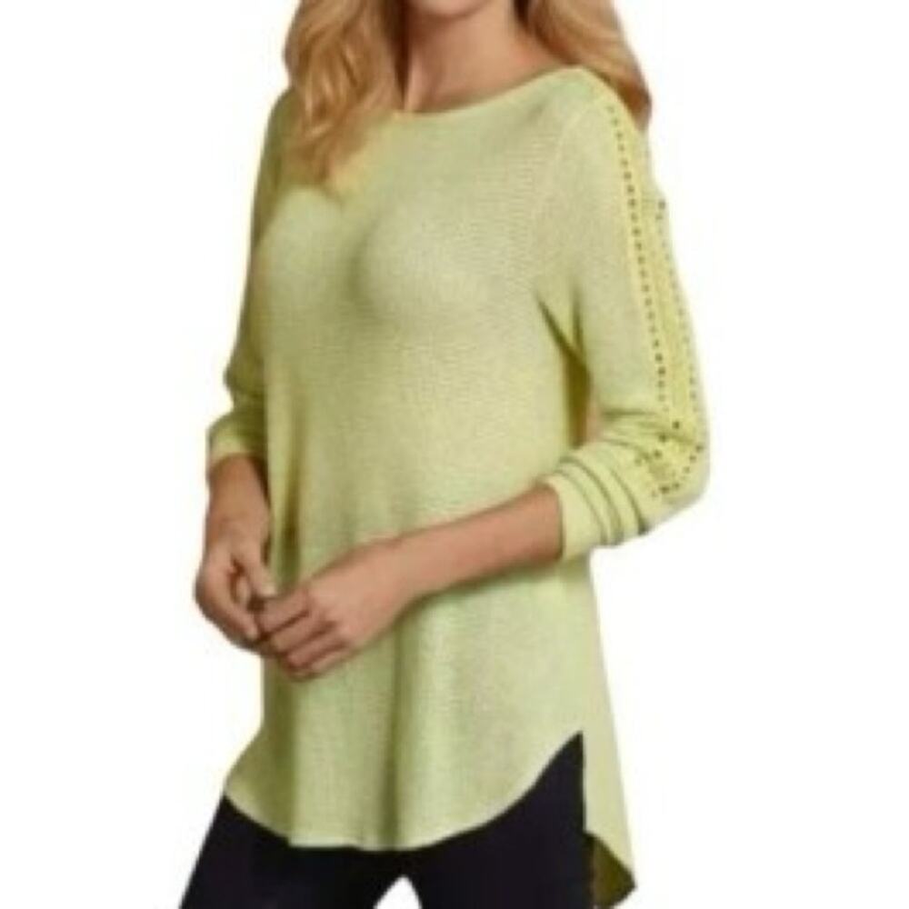 Soft Surroundings Bailey Pear Green Knit Casual Top Tunic Women’s Long Sleeve